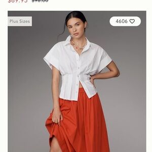 Pilcro by Anthropologie NWT “The Bobbie Short-Sleeve Fitted-Waist Blouse”